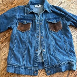 Denim Jacket with Brown Accents
